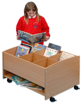 Coniston *MOBILE* Low Level 6-Compartment Kinderbox with Shelf - Beech