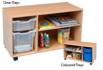 1 Jumbo/1 Deep Tray Storage Unit With Bookshelf