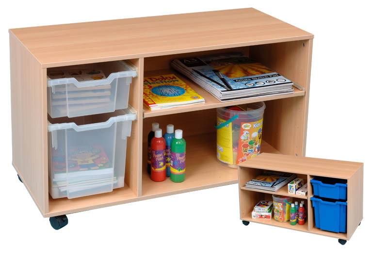 1 Jumbo/1 Deep Tray Storage Unit With Bookshelf