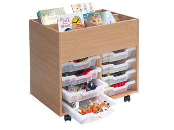 4-Bay Mobile Kinderbox With Tray Storage