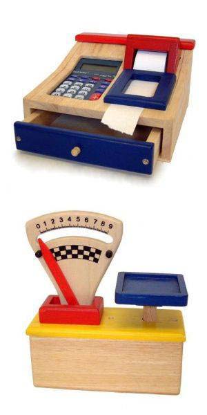 Wooden Cash Register / Play Scales Set