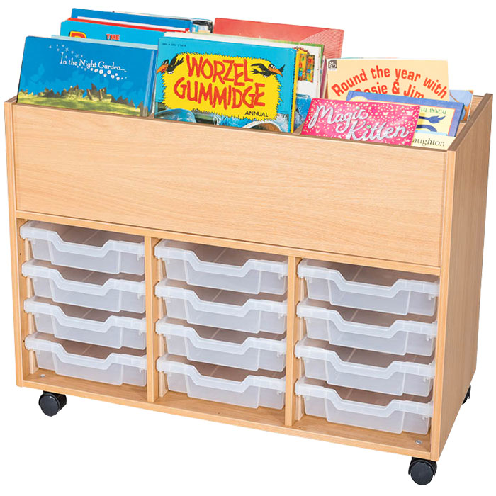 12 Tray Mobile Book Trolley