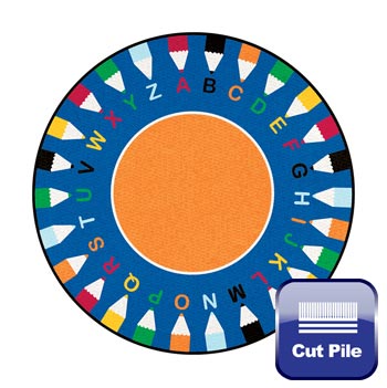 ABC Round Pencil Learning Rug