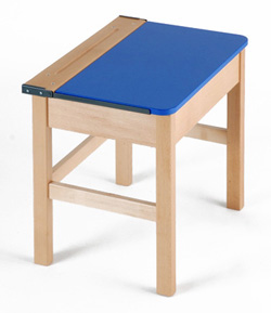 Single Wooden Locker Desk - Blue Top