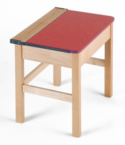 Single Wooden Locker Desk - Red Top