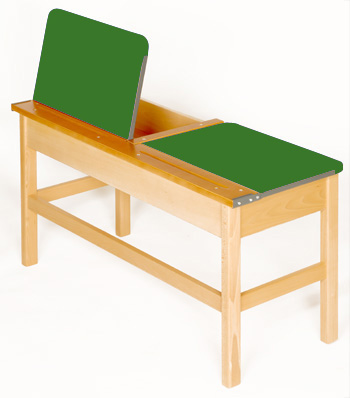 Double Wooden Locker Desk - Green Top