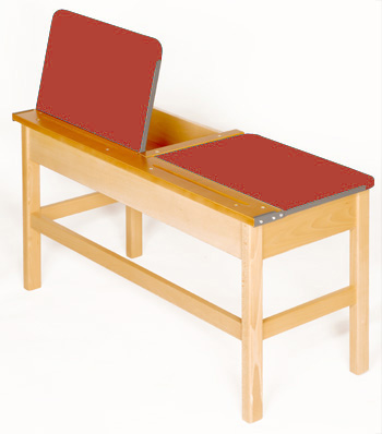 Double Wooden Locker Desk - Red Top