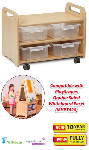 PlayScapes Easel Stand & Storage Trolley With 4 Clear Tubs