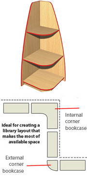 External Corner Bookcase - 3 Shelves
