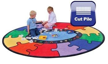 ABC Rainbow Puzzle Cut Pile Rug