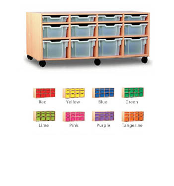 Ready Assembled Mobile 12 Variety Tray Storage Unit with Jumbo, Deep and Shallow Trays