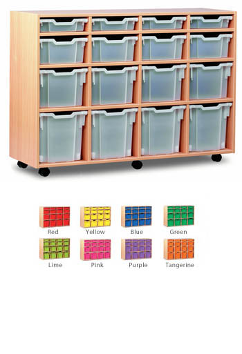 Ready Assembled Mobile 16 Variety Tray Storage Unit with Jumbo, Extra Deep, Deep and Shallow Trays