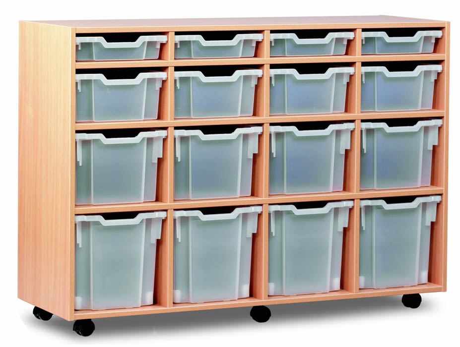 Ready Assembled Mobile 16 Variety Tray Storage Unit with Jumbo, Extra Deep, Deep and Shallow Trays