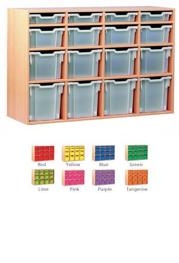 Ready Assembled Static 16 Variety Tray Storage Unit with Jumbo, Extra Deep, Deep and Shallow Trays