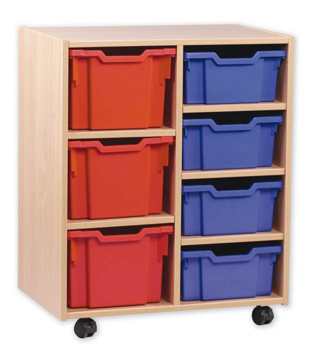 Ready Assembled 4/3 Variety Tray Storage Unit With Extra Deep & Deep Trays