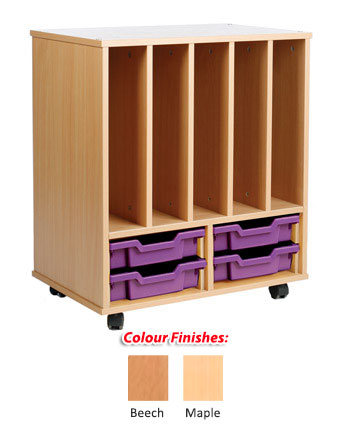 Storage Allsorts Unit with Big Book Holder and 4 Shallow Trays