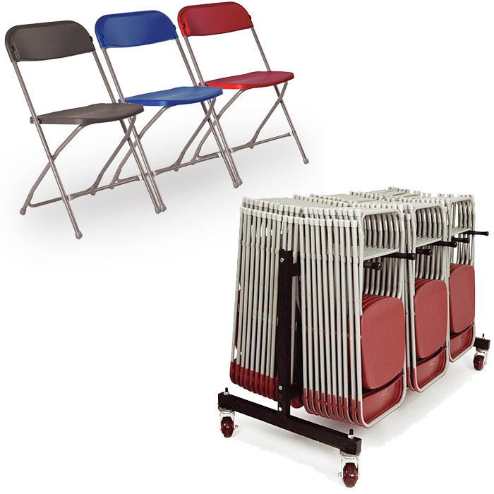 Titan 70 Flat Back Folding Chairs and Trolley Bundle