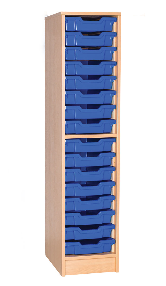 Sturdy Storage Single Column Unit - 16 Shallow Trays (Static)