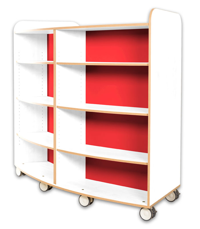 KubbyClass Curved Double Sided Library Bookcase - Polar (4 Heights Available)