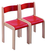 Wooden Chair (Set of 2) Natural/Red