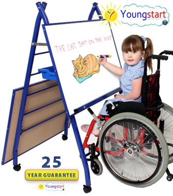 Height Adjustable Double Sided Magnetic Whiteboard with Wheelchair Access