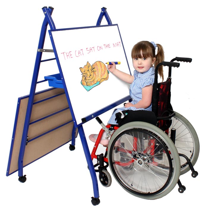 Height Adjustable Double Sided Magnetic Whiteboard with Wheelchair Access