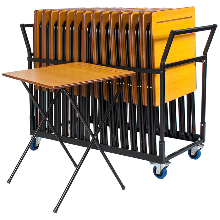 25 Z-Lite Folding Exam Desks With Trolley Set