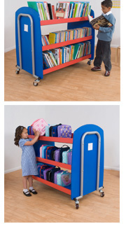 Double sided Lunchbox / Book Trolley Blue and Red