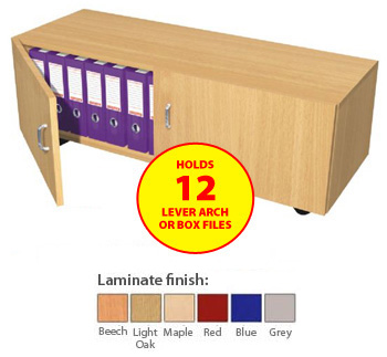 Fully Assembled Low Mobile 12 Box File Cupboard Unit