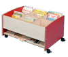 Coniston Mobile Low Level 6-Compartment Kinderbox with Shelf - Red/Maple