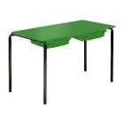 Contract Classroom Tables - Slide Stacking Rectangular Table with Matching ABS Thermoplastic Edge - With 2 Shallow Trays and Tray Runners - view 1