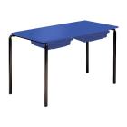 Contract Classroom Tables - Slide Stacking Rectangular Table with Matching ABS Thermoplastic Edge - With 2 Shallow Trays and Tray Runners - view 2