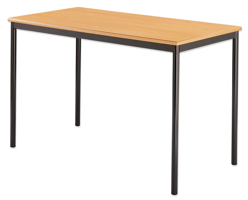 Classroom Spiral Stacking Rectangular Table - Bullnosed MDF Edge - With Tray Runners & 2 Trays
