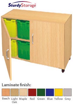 Ready Assembled Jumbo Tray Unit - 8 Tray Quad Unit with Doors (Mobile)