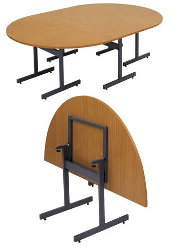 Semi-Circular Tilt-Top Meeting Table - 1600 x 800mm  