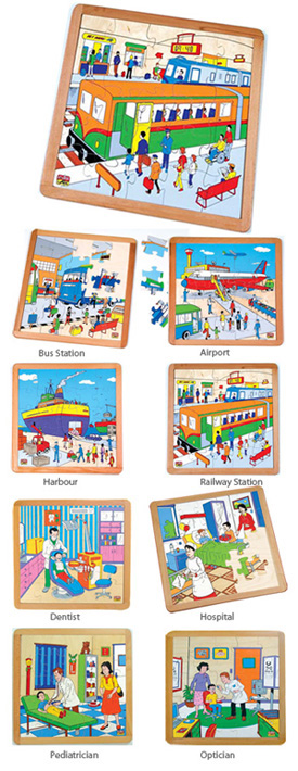 Bundle 2 -Transport & Hospital Puzzle Collection - Set of 8 Puzzles
