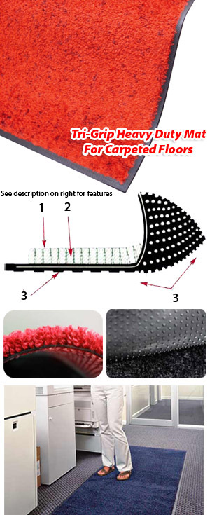 Tri-Grip Heavy Duty Mat For Carpeted Floors