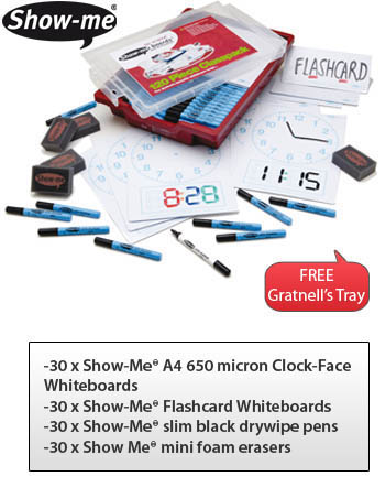120 Piece Classpack With Clock-Faced A4 Whiteboards