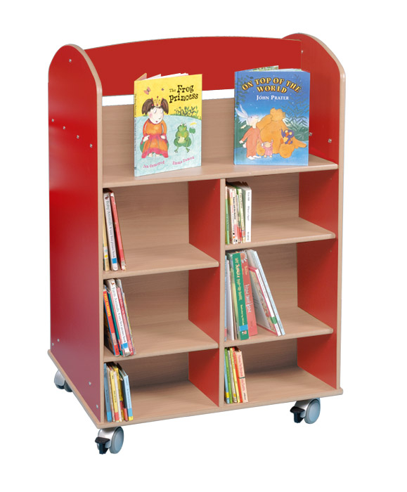 Coniston Double Sided 1200 Bookcase with Lectern - Red/Maple