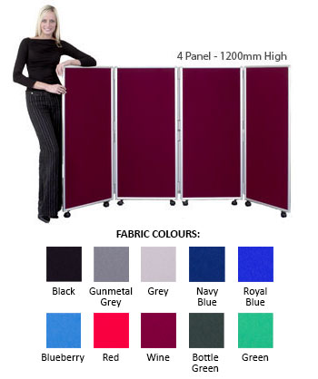 Concertina 1200mm High Mobile Room Divider - Nyloop Fabric