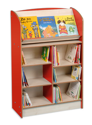 Coniston Single Sided 1200 Bookcase With Lectern - Red/Maple