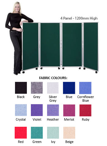 Concertina 1200mm High Mobile Room Divider - Woolmix Fabric