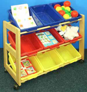 Mobile Solid Beech Single Classroom Tidy - 9 Trays