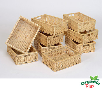 Pack of 9 Shallow Wicker Baskets