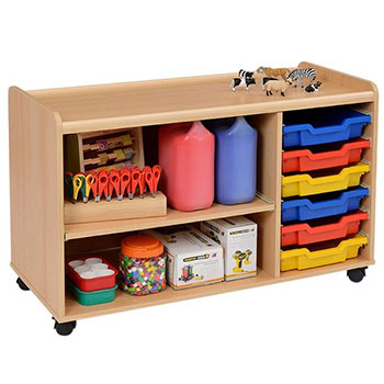 6 Shallow Tray/Shelf Storage Unit - Clear or Colour Trays
