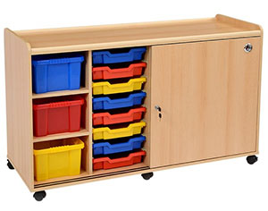 Flexi Access Unit - 6 Deep & 16 Coloured Tote Trays & Doors - Mobile