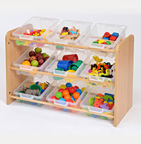 RS Classroom Tidy with 9 Clear or Coloured Plastic Trays