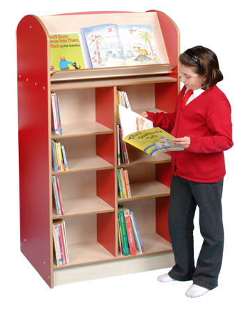 Coniston Double Sided 1500 Bookcase with Lectern - Red/Maple