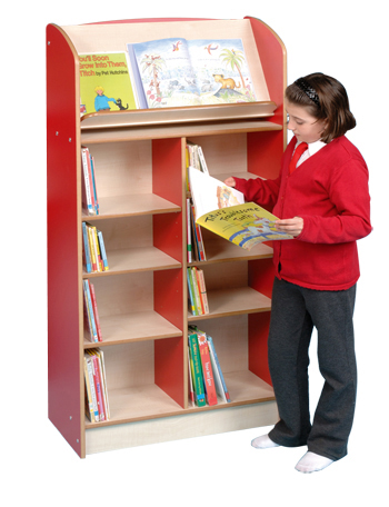 Coniston Single Sided 1500 Bookcase with Lectern - Red/Maple