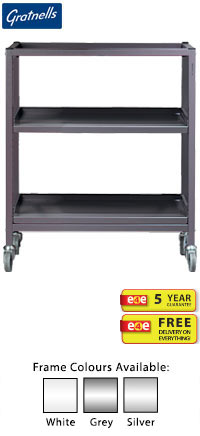 Gratnells Science Range - Bench Height Empty Double Column Trolley With Shelves - 860mm